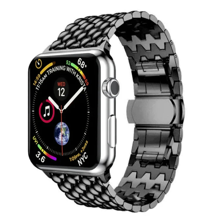 สายรัดนาฬิกาแบบโลหะลายเกล็ดปลา สำหรับ Apple Watch Series, 7 41mm / 6 & SE & 5 & 4 40mm / 3 & 2 & 1 38mm, 7 45mm / 6 & SE & 5 & 4 44mm / 3 & 2 & 1 42mm