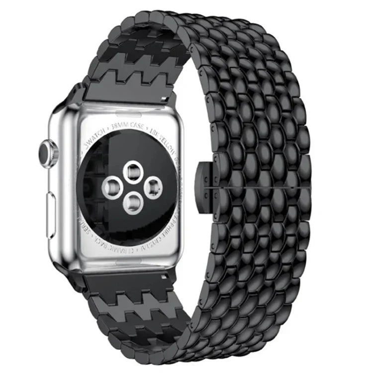 สายรัดนาฬิกาแบบโลหะลายเกล็ดปลา สำหรับ Apple Watch Series, 7 41mm / 6 & SE & 5 & 4 40mm / 3 & 2 & 1 38mm, 7 45mm / 6 & SE & 5 & 4 44mm / 3 & 2 & 1 42mm
