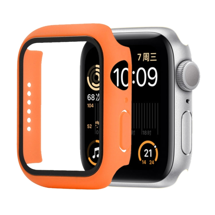 เคสป้องกัน PC+กระจกนิรภัยแบบกันกระแทก พร้อมกล่องบรรจุ สำหรับ Apple Watch 44mm (สีส้ม), สำหรับ Apple Watch Series 6 / 5 / 4 / Watch SE 44mm, สำหรับ Apple Watch Series 6 & SE & 5 & 4 44mm, สำหรับ Apple Watch Series 3 & 2 & 1 42mm