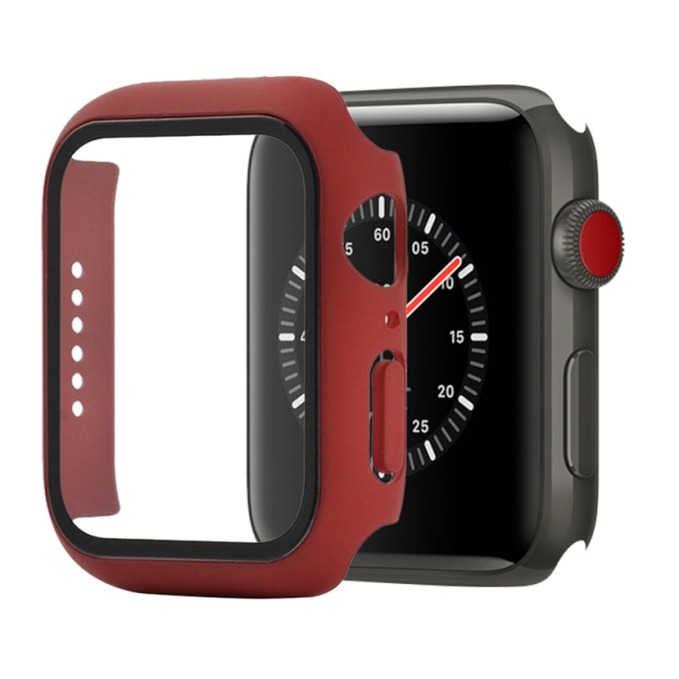 เคสป้องกัน PC+กระจกนิรภัยแบบกันกระแทก พร้อมกล่องบรรจุ สำหรับ Apple Watch 44mm (สีส้ม), สำหรับ Apple Watch Series 6 / 5 / 4 / Watch SE 44mm, สำหรับ Apple Watch Series 6 & SE & 5 & 4 44mm, สำหรับ Apple Watch Series 3 & 2 & 1 42mm
