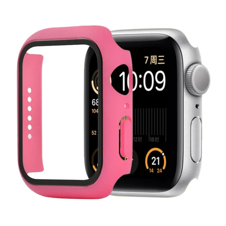 เคสกันกระแทก PC+กระจกนิรภัย พร้อมกล่องบรรจุ สำหรับ Apple Watch 44mm(สีส้ม), สำหรับ Apple Watch Series 6 / 5 / 4 / Watch SE 40mm, สำหรับ Apple Watch Series 3 & 2 & 1 38mm