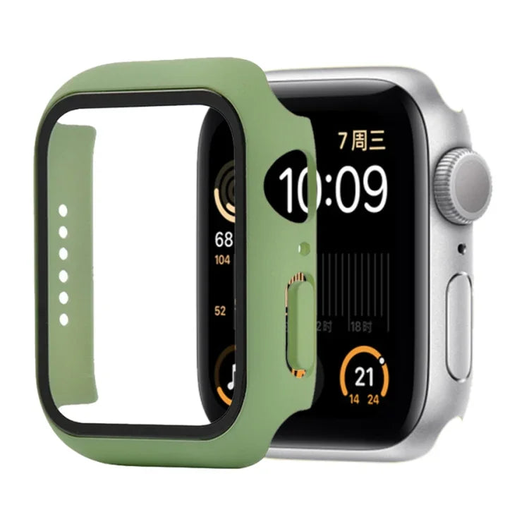 เคสกันกระแทก PC+กระจกนิรภัย พร้อมกล่องบรรจุ สำหรับ Apple Watch 44mm(สีส้ม), สำหรับ Apple Watch Series 6 / 5 / 4 / Watch SE 40mm, สำหรับ Apple Watch Series 3 & 2 & 1 38mm