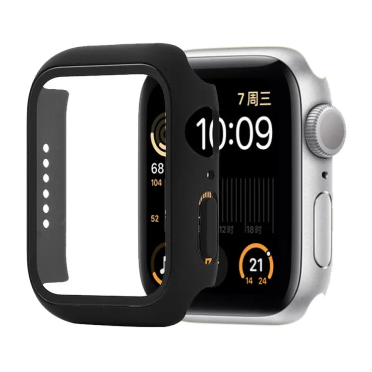 เคสกันกระแทก PC+กระจกนิรภัย พร้อมกล่องบรรจุ สำหรับ Apple Watch 44mm(สีส้ม), สำหรับ Apple Watch Series 6 / 5 / 4 / Watch SE 40mm, สำหรับ Apple Watch Series 3 & 2 & 1 38mm