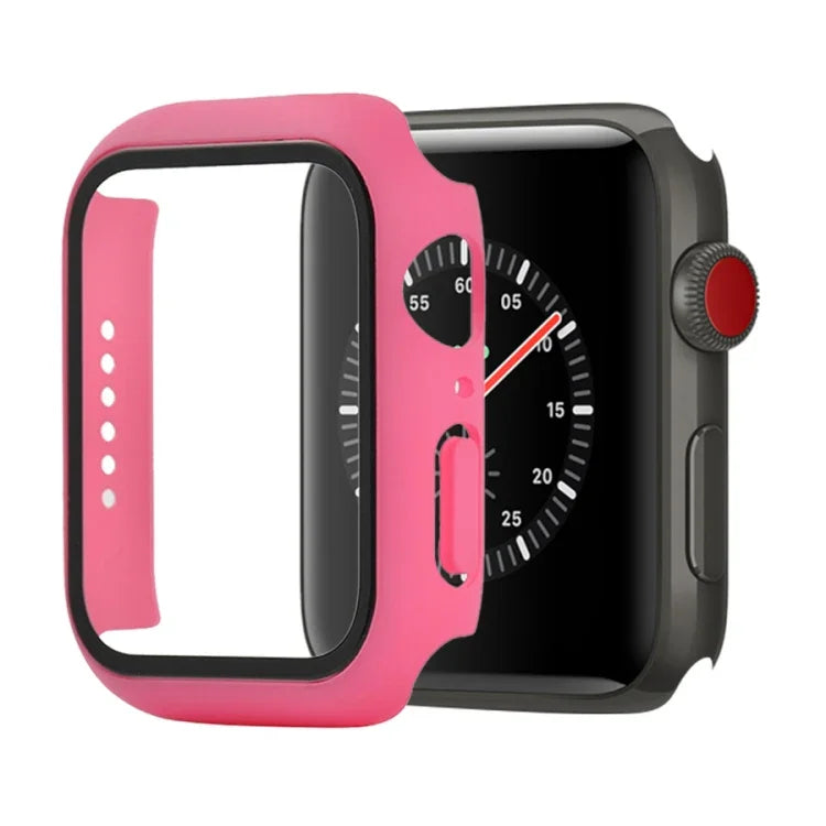 เคสกันกระแทก PC+กระจกนิรภัย พร้อมกล่องบรรจุ สำหรับ Apple Watch 44mm(สีส้ม), สำหรับ Apple Watch Series 6 / 5 / 4 / Watch SE 40mm, สำหรับ Apple Watch Series 3 & 2 & 1 38mm