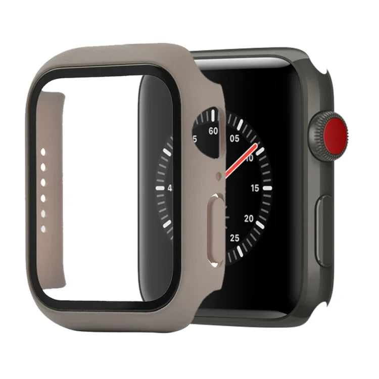 เคสกันกระแทก PC+กระจกนิรภัย พร้อมกล่องบรรจุ สำหรับ Apple Watch 44mm(สีส้ม), สำหรับ Apple Watch Series 6 / 5 / 4 / Watch SE 40mm, สำหรับ Apple Watch Series 3 & 2 & 1 38mm
