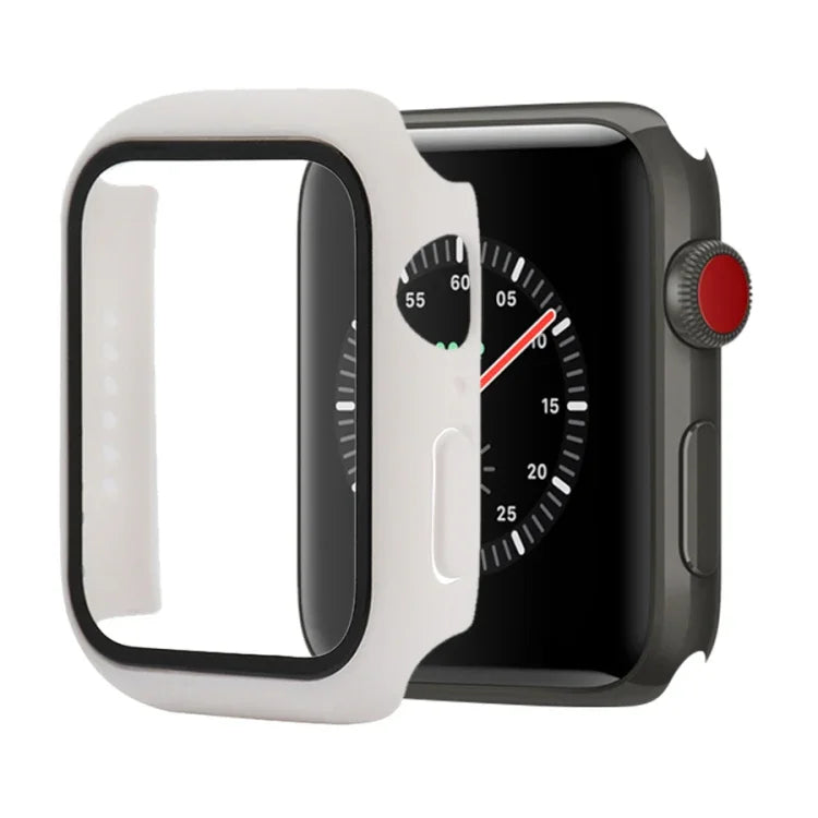 เคสกันกระแทก PC+กระจกนิรภัย พร้อมกล่องบรรจุ สำหรับ Apple Watch 44mm(สีส้ม), สำหรับ Apple Watch Series 6 / 5 / 4 / Watch SE 40mm, สำหรับ Apple Watch Series 3 & 2 & 1 38mm