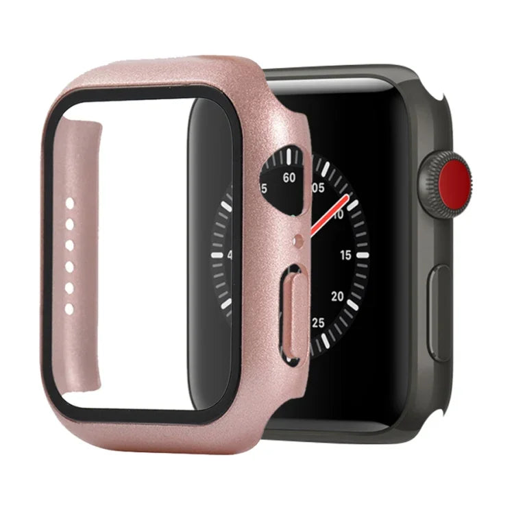 เคสกันกระแทก PC+กระจกนิรภัย พร้อมกล่องบรรจุ สำหรับ Apple Watch 44mm(สีส้ม), สำหรับ Apple Watch Series 6 / 5 / 4 / Watch SE 40mm, สำหรับ Apple Watch Series 3 & 2 & 1 38mm