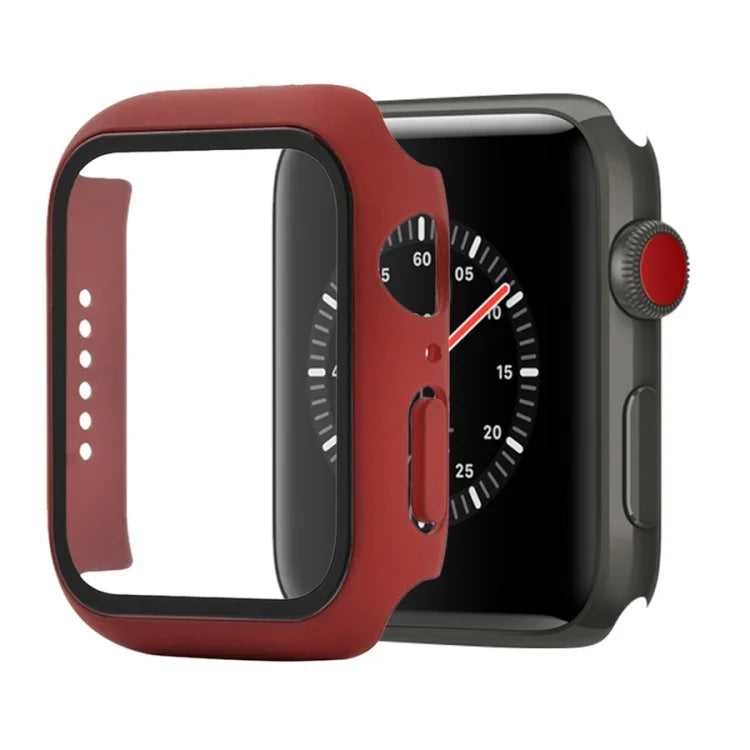 เคสกันกระแทก PC+กระจกนิรภัย พร้อมกล่องบรรจุ สำหรับ Apple Watch 44mm(สีส้ม), สำหรับ Apple Watch Series 6 / 5 / 4 / Watch SE 40mm, สำหรับ Apple Watch Series 3 & 2 & 1 38mm