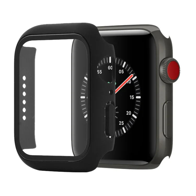 เคสกันกระแทก PC+กระจกนิรภัย พร้อมกล่องบรรจุ สำหรับ Apple Watch 44mm(สีส้ม), สำหรับ Apple Watch Series 6 / 5 / 4 / Watch SE 40mm, สำหรับ Apple Watch Series 3 & 2 & 1 38mm