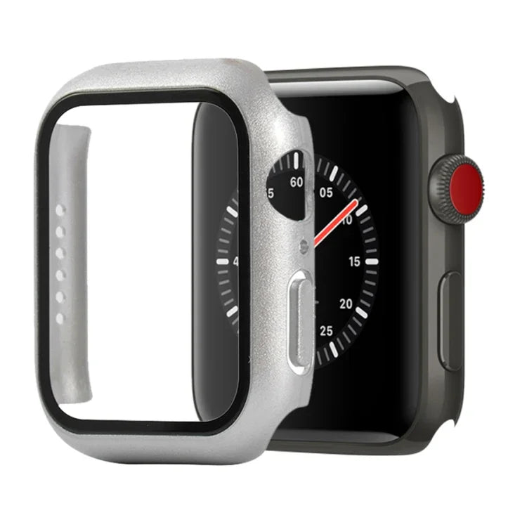 เคสกันกระแทก PC+กระจกนิรภัย พร้อมกล่องบรรจุ สำหรับ Apple Watch 44mm(สีส้ม), สำหรับ Apple Watch Series 6 / 5 / 4 / Watch SE 40mm, สำหรับ Apple Watch Series 3 & 2 & 1 38mm