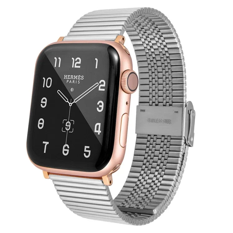 สายรัดนาฬิกาเหล็กแท้หลายบาทสำหรับ Apple Watch Series, 7 45mm / 6 & SE & 5 & 4 44mm / 3 & 2 & 1 42mm, 7 41mm / 6 & SE & 5 & 4 40mm / 3 & 2 & 1 38mm
