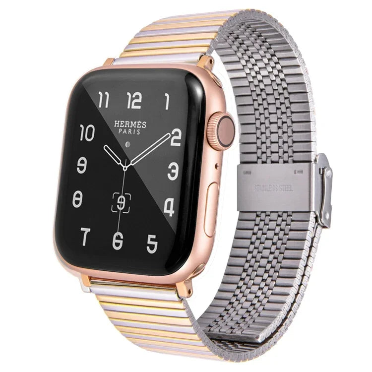 สายรัดนาฬิกาเหล็กแท้หลายบาทสำหรับ Apple Watch Series, 7 45mm / 6 & SE & 5 & 4 44mm / 3 & 2 & 1 42mm, 7 41mm / 6 & SE & 5 & 4 40mm / 3 & 2 & 1 38mm