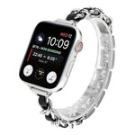 Single Row Metal Replacement Strap Watchband For Apple Watch Series, 7 41mm / 6 & SE & 5 & 4 40mm / 3 & 2 & 1 38mm, 7 45mm / 6 & SE & 5 & 4 44mm / 3 & 2 & 1 42mm