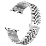 Stainless steel replacement watchband for Apple Watch featuring a five beads design, 20mm width, stylish and adjustable.