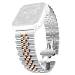 สายรัดนาฬิกาสแตนเลสสตีลห้าลูกปัดสำหรับผู้หญิง ความกว้าง: 20mm สำหรับ Apple Watch Series, 7 45mm / 6 & SE & 5 & 4 44mm / 3 & 2 & 1 42mm, 7 41mm / 6 & SE & 5 & 4 40mm / 3 & 2 & 1 38mm