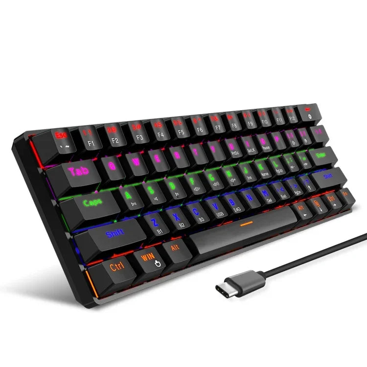 HXSJ L800 61 Keys Bluetooth 5.0 / 2.4G Wireless / Type-C Wired Three Modes Blue Shaft Mechanical Keyboard