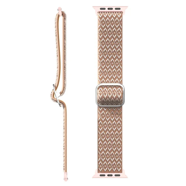 สายรัดนาฬิกายืดหยุ่นลายข้าวหลามตัดปรับได้สำหรับ Apple Watch Series, 7 41mm / 6 & SE & 5 & 4 40mm / 3 & 2 & 1 38mm, 7 45mm / 6 & SE & 5 & 4 44mm / 3 & 2 & 1 42mm
