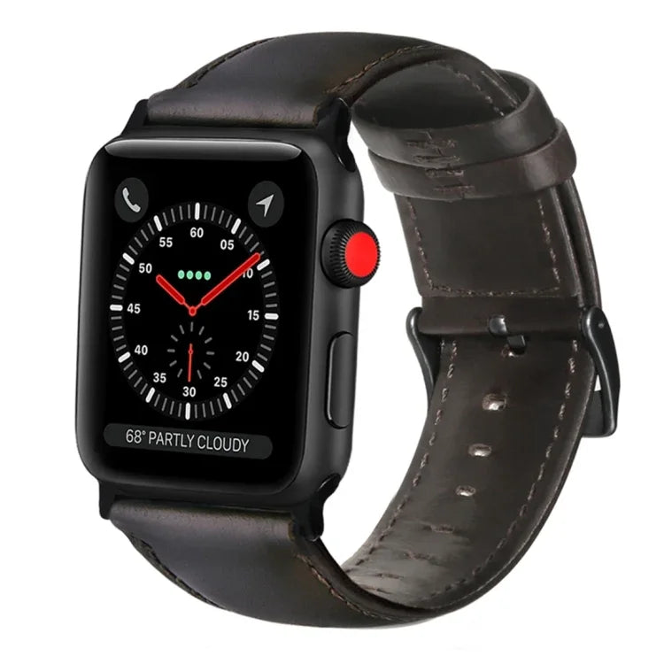 สายหนังแท้เคลือบแว็กซ์ออยล์ สำหรับ Apple Watch Series 8&7 41มม. / SE 2&6&SE&5&4 40มม. / 3&2&1 38มม. / สำหรับ Apple Watch Series 7 41มม. / 6 & SE & 5 & 4 40มม. / 3 & 2 & 1 38มม.
