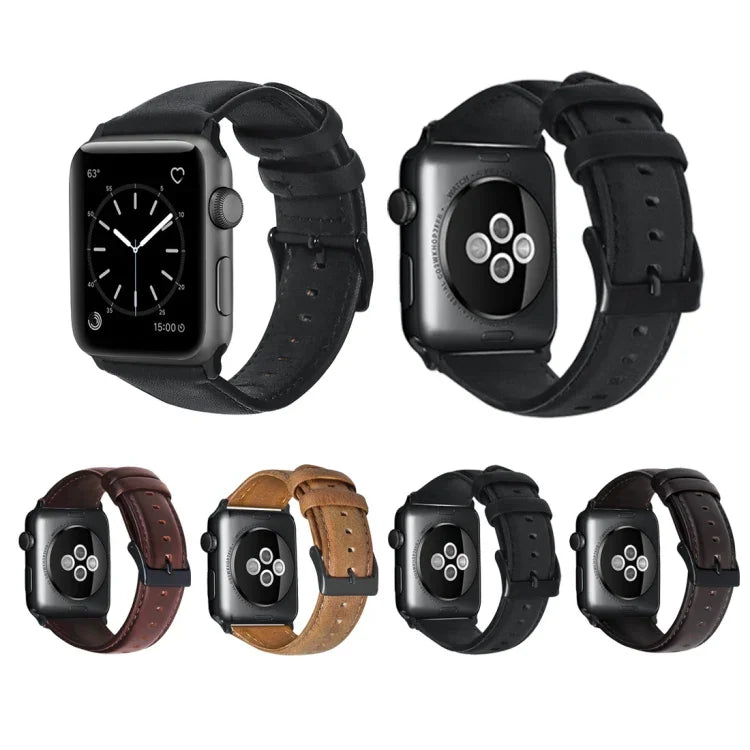 สายหนังแท้เคลือบแว็กซ์ออยล์ สำหรับ Apple Watch Series 8&7 41มม. / SE 2&6&SE&5&4 40มม. / 3&2&1 38มม. / สำหรับ Apple Watch Series 7 41มม. / 6 & SE & 5 & 4 40มม. / 3 & 2 & 1 38มม.