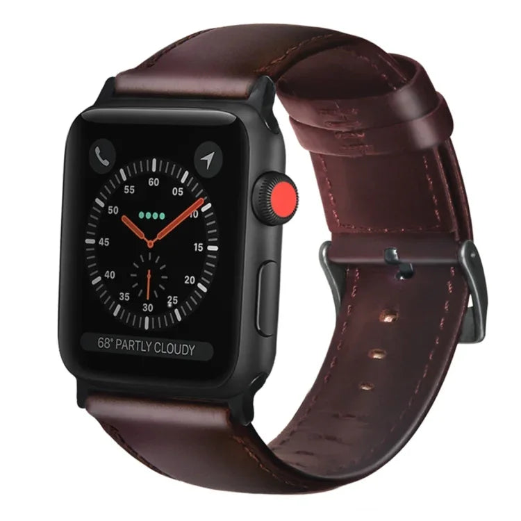 สายหนังแท้เคลือบแว็กซ์ออยล์ สำหรับ Apple Watch Series 8&7 41มม. / SE 2&6&SE&5&4 40มม. / 3&2&1 38มม. / สำหรับ Apple Watch Series 7 41มม. / 6 & SE & 5 & 4 40มม. / 3 & 2 & 1 38มม.