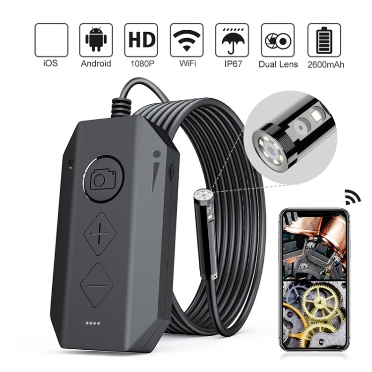 กล้องงูดิจิทัลอุตสาหกรรม Y17 ความละเอียด 5MP เลนส์คู่ 12 มม. ออโต้โฟกัส WiFi พร้อมสายแข็ง 1 ม., 3.5 ม., 5 ม., 10 ม.