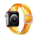 สายรัดนาฬิกาถักไนลอนยืดหยุ่นพร้อมหัวเข็มขัดเพชรปรับได้สำหรับ Apple Watch Series, 7 & 6 & SE & 5 & 4 40mm/3 & 2 & 1 38mm, 7 & 6 & SE & 5 & 4 44mm/3 & 2 & 1 42mm