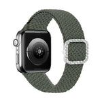 สายรัดนาฬิกาถักไนลอนยืดหยุ่นพร้อมหัวเข็มขัดเพชรปรับได้สำหรับ Apple Watch Series, 7 & 6 & SE & 5 & 4 40mm/3 & 2 & 1 38mm, 7 & 6 & SE & 5 & 4 44mm/3 & 2 & 1 42mm