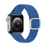 สายรัดนาฬิกาถักไนลอนยืดหยุ่นพร้อมหัวเข็มขัดเพชรปรับได้สำหรับ Apple Watch Series, 7 & 6 & SE & 5 & 4 40mm/3 & 2 & 1 38mm, 7 & 6 & SE & 5 & 4 44mm/3 & 2 & 1 42mm