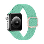 สายรัดนาฬิกาถักไนลอนยืดหยุ่นพร้อมหัวเข็มขัดเพชรปรับได้สำหรับ Apple Watch Series, 7 & 6 & SE & 5 & 4 40mm/3 & 2 & 1 38mm, 7 & 6 & SE & 5 & 4 44mm/3 & 2 & 1 42mm