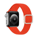 สายรัดนาฬิกาถักไนลอนยืดหยุ่นพร้อมหัวเข็มขัดเพชรปรับได้สำหรับ Apple Watch Series, 7 & 6 & SE & 5 & 4 40mm/3 & 2 & 1 38mm, 7 & 6 & SE & 5 & 4 44mm/3 & 2 & 1 42mm