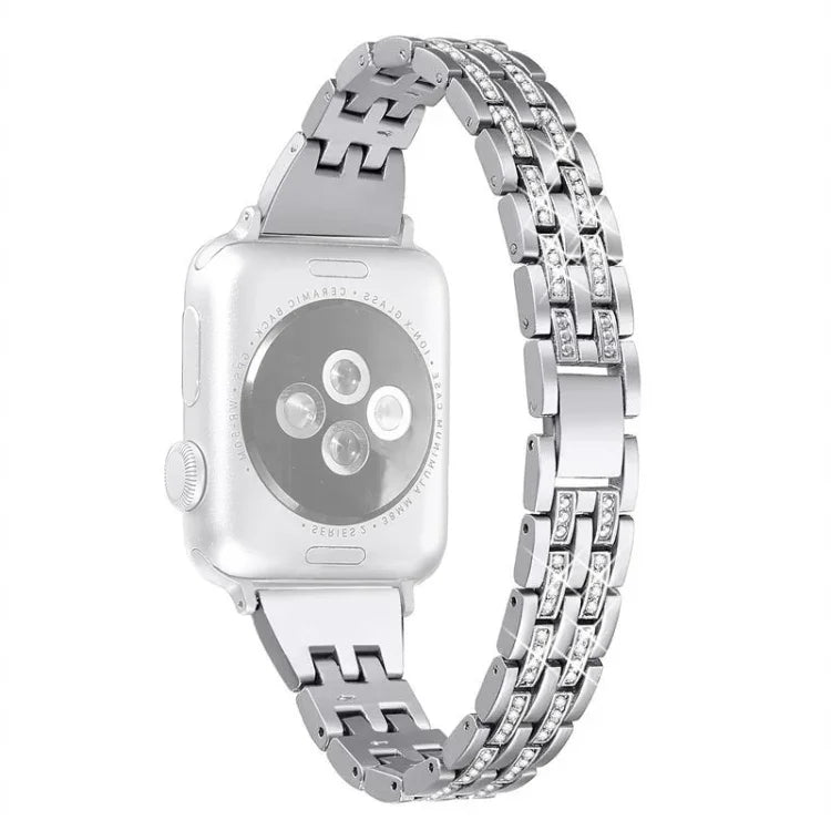 สายข้อมือเพชรอัลลอยด์สองแถว สำหรับ Apple Watch Series 7 41มม. / 6 & SE & 5 & 4 40มม. / 3 & 2 & 1 38มม.