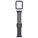 ชุดสายรัดนาฬิกาซิลิโคนพร้อมเคสป้องกันและฟิล์มกันรอยหน้าจอ สำหรับ Apple Watch Series, 3 & 2 & 1 42mm, สำหรับ Apple Watch Series 6 / 5 / 4 / Watch SE 44mm