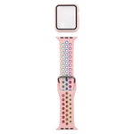 ชุดสายรัดนาฬิกาซิลิโคนพร้อมเคสป้องกันและฟิล์มกันรอยหน้าจอ สำหรับ Apple Watch Series, 3 & 2 & 1 42mm, สำหรับ Apple Watch Series 6 / 5 / 4 / Watch SE 44mm