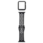 ชุดสายรัดนาฬิกาซิลิโคนพร้อมเคสป้องกันและฟิล์มกันรอยหน้าจอ สำหรับ Apple Watch Series, 3 & 2 & 1 42mm, สำหรับ Apple Watch Series 6 / 5 / 4 / Watch SE 44mm