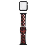 ชุดสายรัดนาฬิกาซิลิโคนพร้อมเคสป้องกันและฟิล์มกันรอยหน้าจอ สำหรับ Apple Watch Series, 3 & 2 & 1 42mm, สำหรับ Apple Watch Series 6 / 5 / 4 / Watch SE 44mm