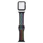 ชุดสายรัดนาฬิกาซิลิโคนพร้อมเคสป้องกันและฟิล์มกันรอยหน้าจอ สำหรับ Apple Watch Series, 3 & 2 & 1 42mm, สำหรับ Apple Watch Series 6 / 5 / 4 / Watch SE 44mm