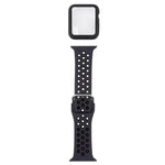 ชุดสายรัดนาฬิกาซิลิโคนพร้อมเคสป้องกันและฟิล์มกันรอยหน้าจอ สำหรับ Apple Watch Series, 3 & 2 & 1 42mm, สำหรับ Apple Watch Series 6 / 5 / 4 / Watch SE 44mm