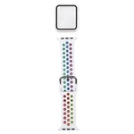 ชุดสายรัดนาฬิกาซิลิโคนพร้อมเคสป้องกันและฟิล์มกันรอยหน้าจอ สำหรับ Apple Watch Series, 3 & 2 & 1 42mm, สำหรับ Apple Watch Series 6 / 5 / 4 / Watch SE 44mm