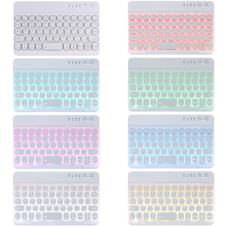 เคสหนังคีย์บอร์ดบลูทูธถอดได้ปุ่มกลม HY006D พร้อมไฟแบ็คไลท์สีสันและที่วาง สำหรับ iPad mini 6