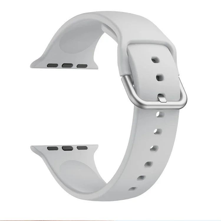 Single-color Silicone Buckle Replacement Strap Watchband For Apple Watch Series, 7 41mm / 6 & SE & 5 & 4 40mm / 3 & 2 & 1 38mm, 7 45mm / 6 & SE & 5 & 4 44mm / 3 & 2 & 1 42mm