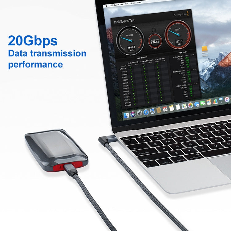สายข้อมูล USB-C / Type-C แบบข้อศอก 100W เต็มฟังก์ชันพร้อม E-mark, 0.5 ม., 1 ม., 1.5 ม.