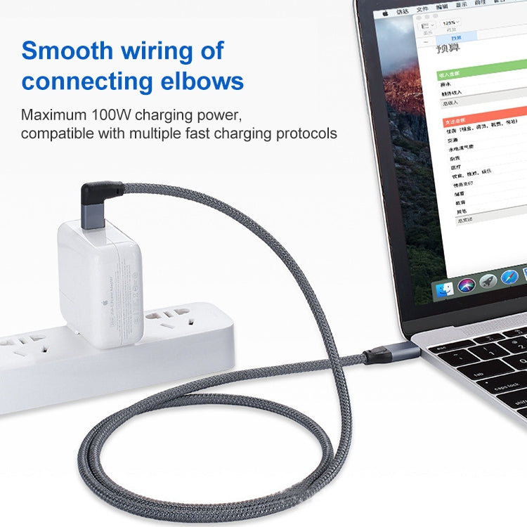 สายข้อมูล USB-C / Type-C แบบข้อศอก 100W เต็มฟังก์ชันพร้อม E-mark, 0.5 ม., 1 ม., 1.5 ม.