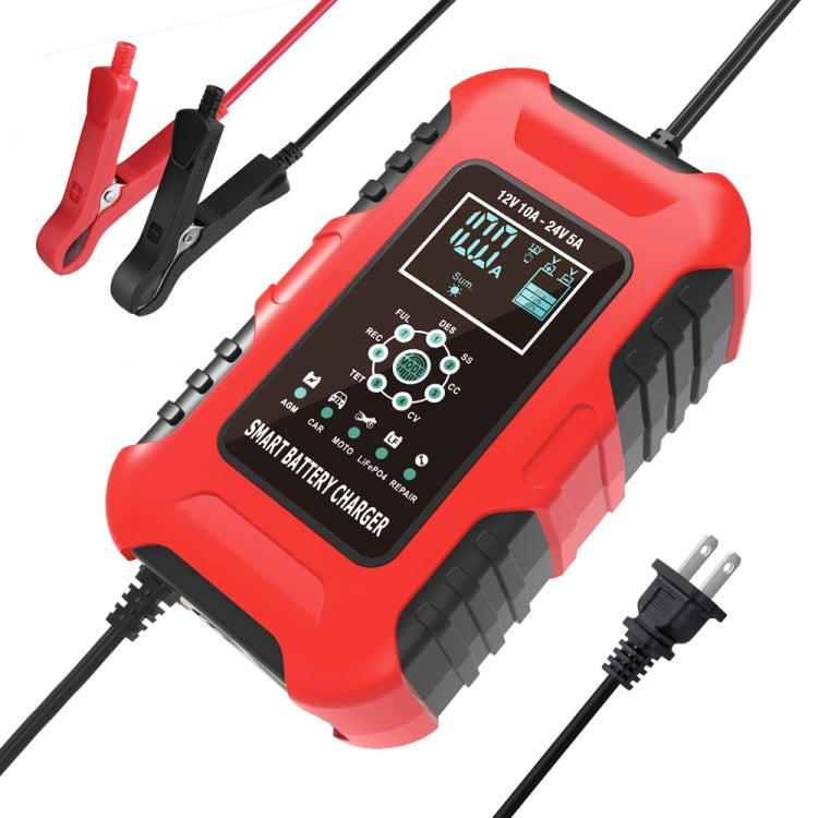 FOXSUR 10A 12V 7-segment Motorcycle / Car Smart Battery Charger, EU Plug, UK Plug, US Plug