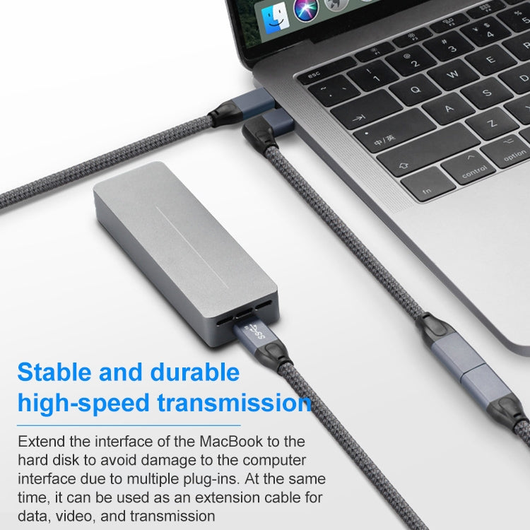 สายต่อขยายข้อมูล USB-C / Type-C แบบข้อศอก 100W ตัวผู้ถึงตัวเมีย เต็มฟังก์ชัน, 0.2 ม., 0.5 ม., 1 ม., 1.5 ม.