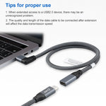 สายต่อขยายข้อมูล USB-C / Type-C แบบข้อศอก 100W ตัวผู้ถึงตัวเมีย เต็มฟังก์ชัน, 0.2 ม., 0.5 ม., 1 ม., 1.5 ม.