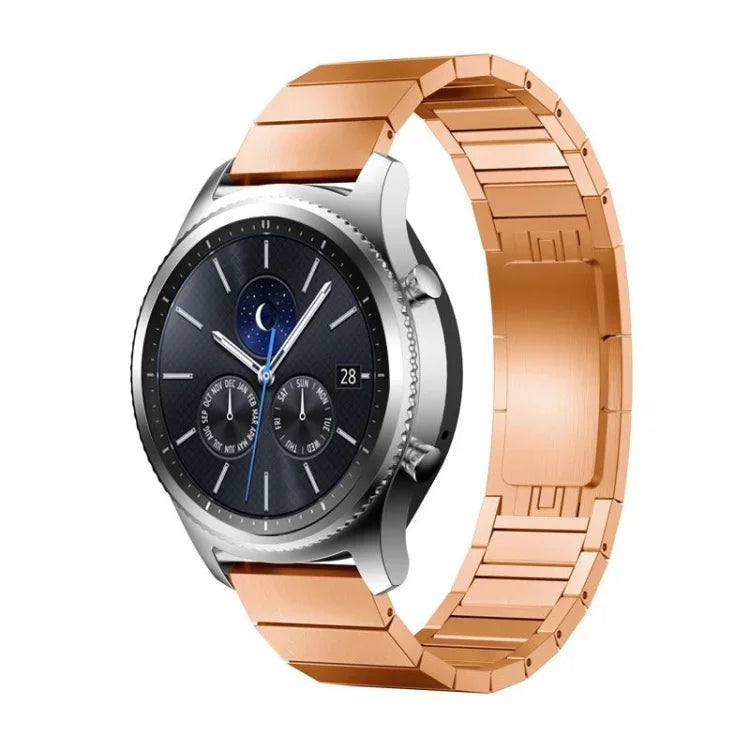 สายรัดนาฬิกาเหล็กลูกปัดเดี่ยวพร้อมหัวเข็มขัดแท้สำหรับ Samsung Smart Watch ขนาด 18 มม., 20 มม., 22 มม.