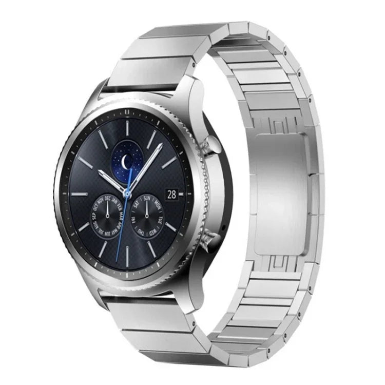 สายรัดนาฬิกาเหล็กลูกปัดเดี่ยวพร้อมหัวเข็มขัดแท้สำหรับ Samsung Smart Watch ขนาด 18 มม., 20 มม., 22 มม.