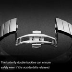 สายรัดนาฬิกาเหล็กลูกปัดเดี่ยวพร้อมหัวเข็มขัดแบบบัตเตอร์ฟลายสำหรับ Samsung Smart Watch ขนาด 18 มม., 20 มม., 22 มม.