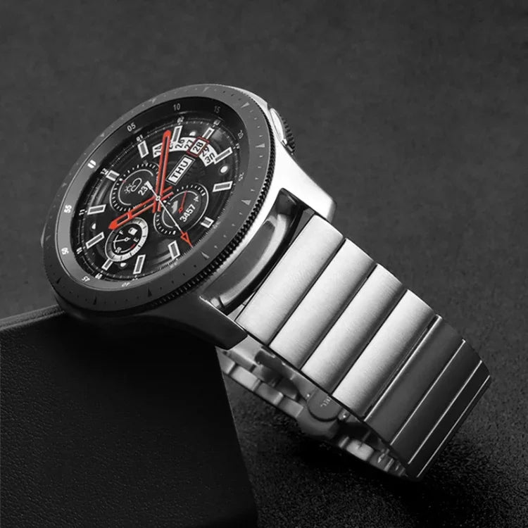 สายรัดนาฬิกาเหล็กลูกปัดเดี่ยวพร้อมหัวเข็มขัดแบบบัตเตอร์ฟลายสำหรับ Samsung Smart Watch ขนาด 18 มม., 20 มม., 22 มม.