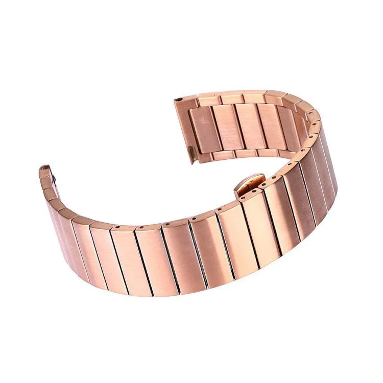 สายรัดนาฬิกาเหล็กลูกปัดเดี่ยวพร้อมหัวเข็มขัดแบบบัตเตอร์ฟลายสำหรับ Samsung Smart Watch ขนาด 18 มม., 20 มม., 22 มม.